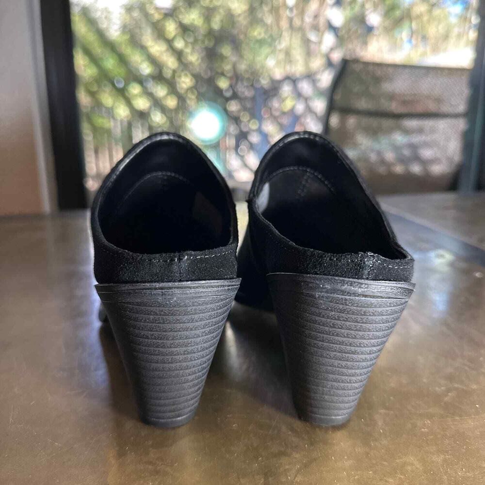 Blondo Block Heel Mules 7.5 Waterproof Suede Western Office Casual Chic Black - Picture 7 of 12